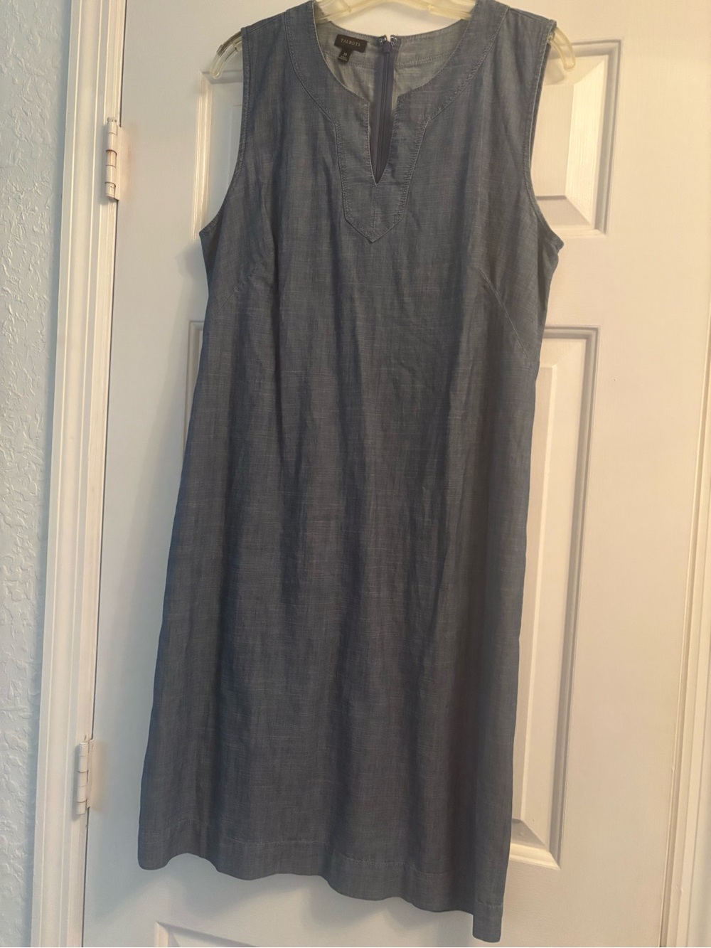 Talbots Sleeveless Chambray Shift Dress sz 10